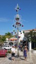 June and Eloise by another ultra modern Christmas tree
