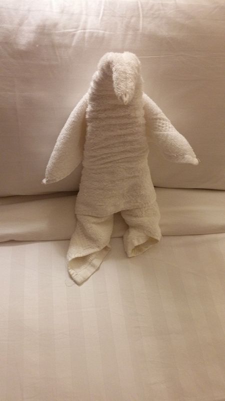 Penguin towel sculpture