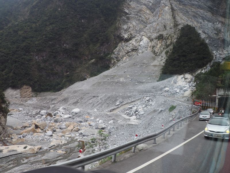 A massive rock slide