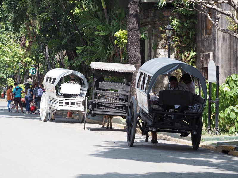 Horse drawn carts for tourists at Intramuros old walled city