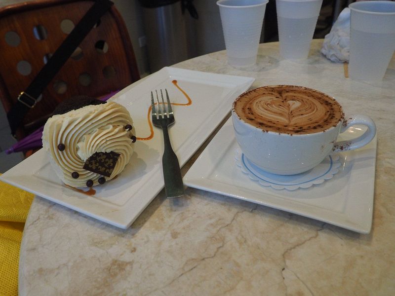 Chocolate cake and a mocha at Sucre