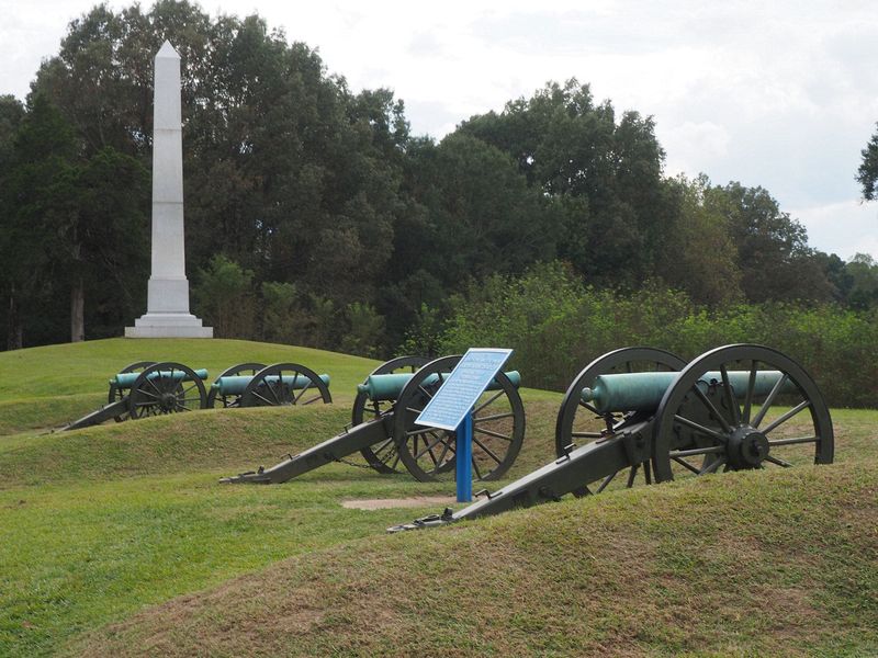 The 8th Battery of the Michigan Light Artillery next to the Michigan Memorial