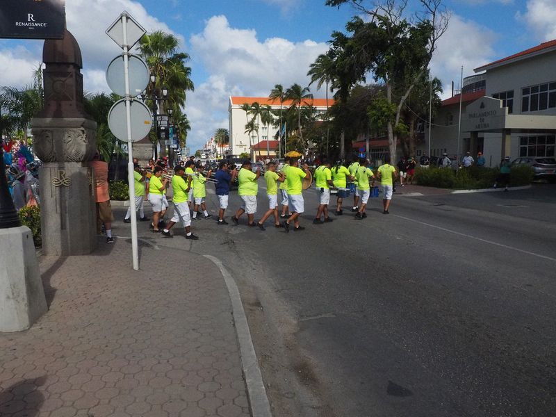 The parade heads to the Parliament building