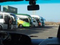 Tour buses are lined up