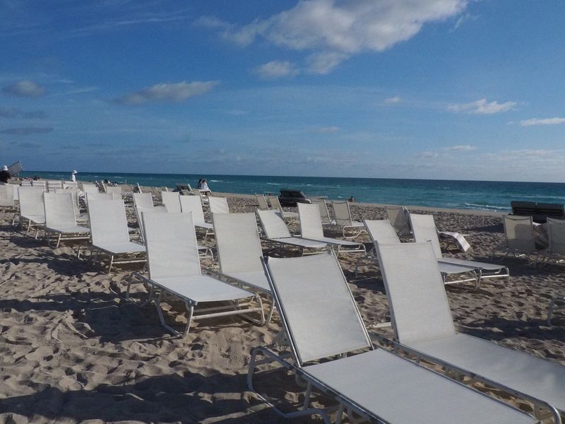 Lounge chairs are empty so far this morning