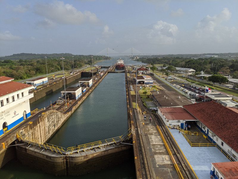 Another ship is in back of us waiting to enter the locks