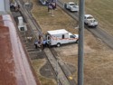 Someone is leaving our ship by ambulance