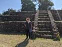 Linda next to stairs