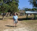 Pete with Izapa ruins and Tacana volcano in the background