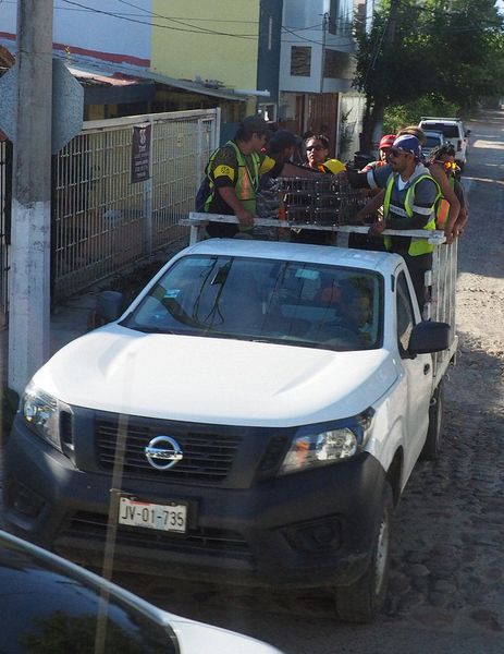 A rather full truck of workers