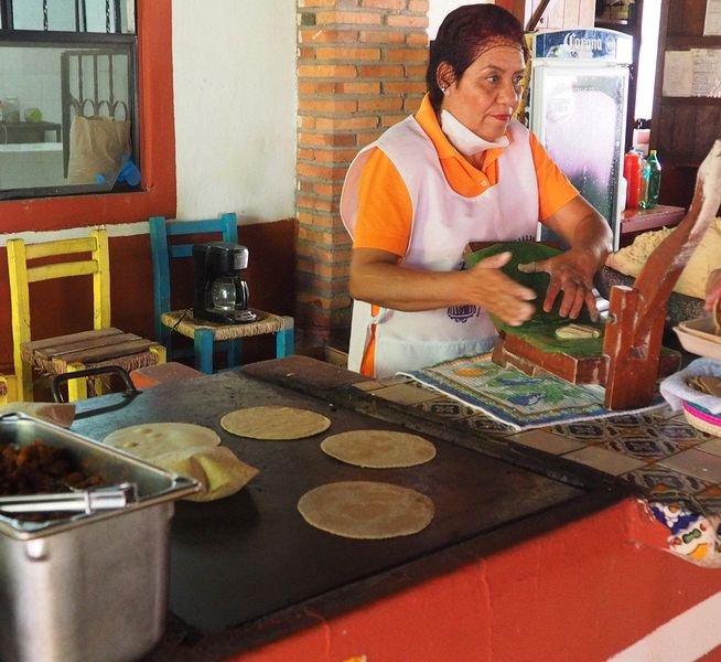 Making tortillas by hand