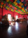 Papel picados hang from the ceiling