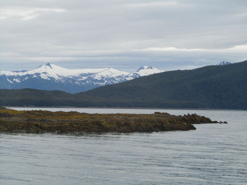 Snow capped mountains in the Chilkoot Range