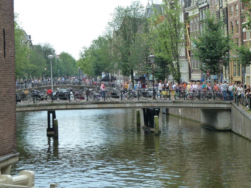 Bicycles parked on every bridge