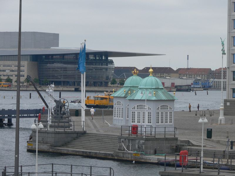 Waterfront kiosks with the opera house in the background