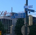 Street signs are both in Finnish and Swedish