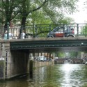 Smart crossing a canal in Amsterdam