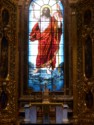 Stained glass Christ above the altar