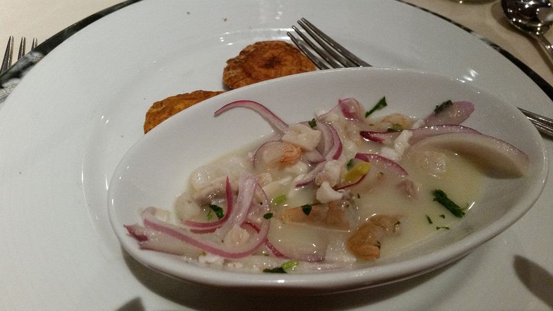 Ceviche at dinner