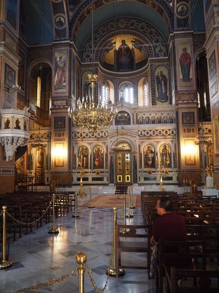 Inside the Athens Cathedral of the Anunciation of the Virgin Mary