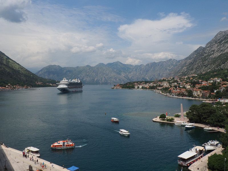 View of Kotor Bay from the top of our ship