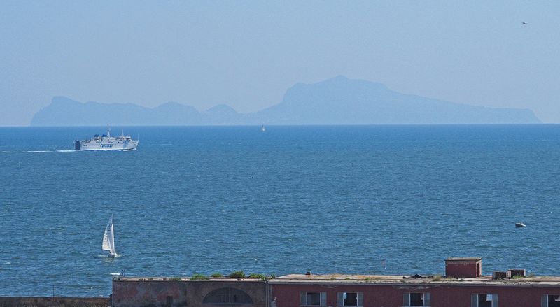 The island of Capri in the distance