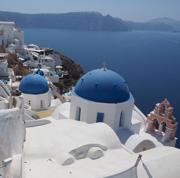 Blue domes and bell tower