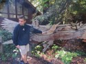 Andrew points to a sculpture at Muir Woods