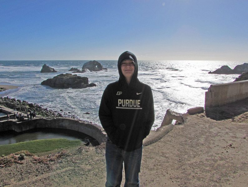 Nicholas with the Pacific Ocean in the background