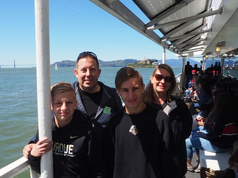 Nicholas, Dave, Andrew, and Jen as we approach Alcatraz