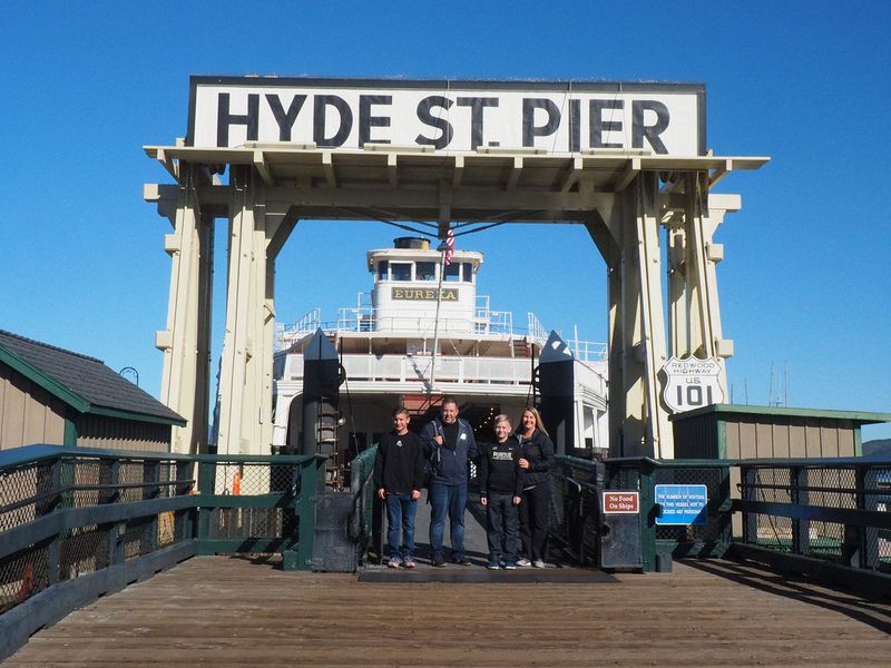 The family explores the Eureka ferry boat