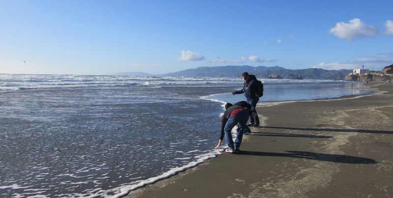 Touching the Pacific Ocean at Ocean Beach