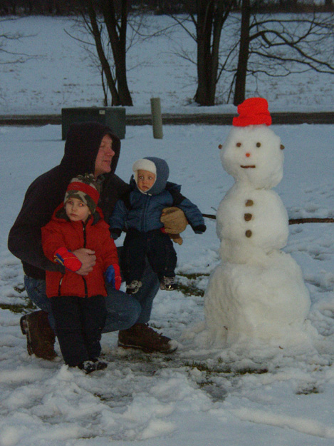 15-Andrew, Nicholas & Grandpa with snowman