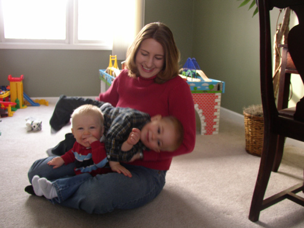 16-Mommy wrestles with Andrew and Nicholas