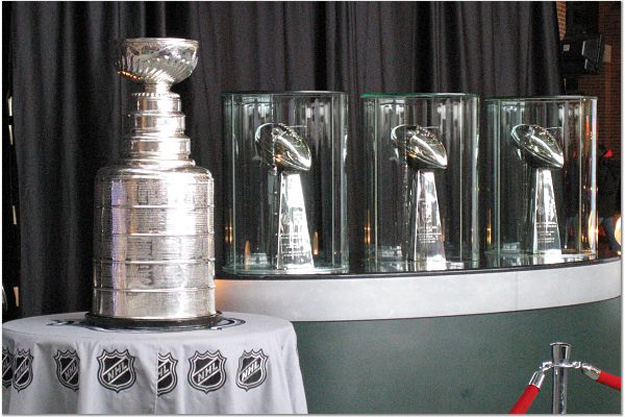 08-the Stanley Cup and three Packers superbowl trophies
