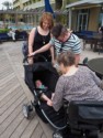 Mary says hello to her newest greatgrandaughter
