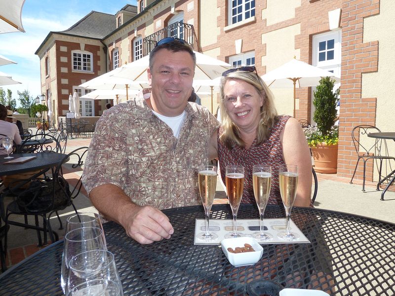 Brian and Diane tasting sparkling wine