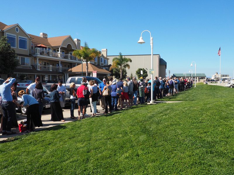350 people are waiting to board