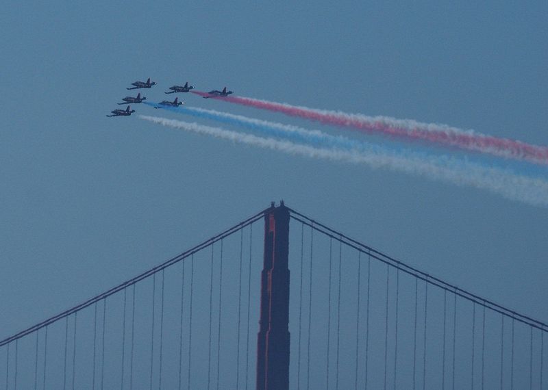 Snowbirds near the Golden Gate Bridge