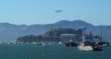 The 747 flying near Alcatraz