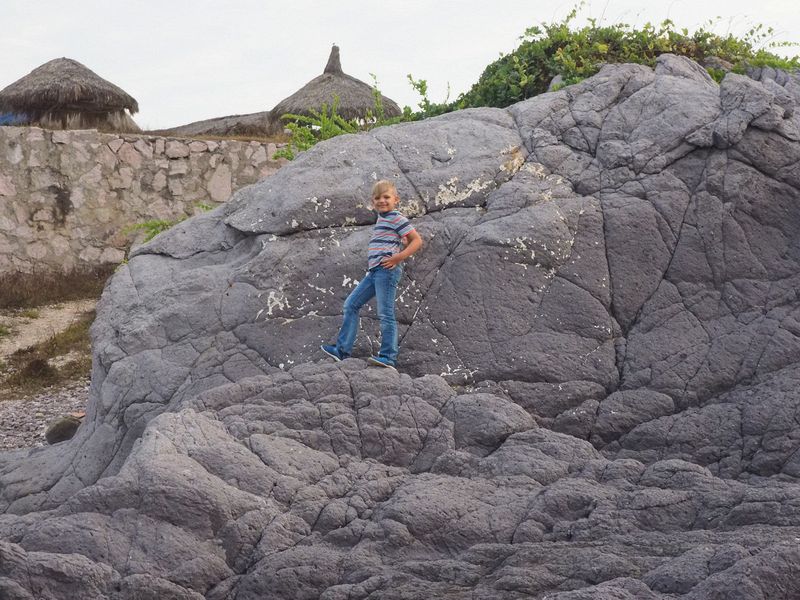 Grant likes to climb rocks