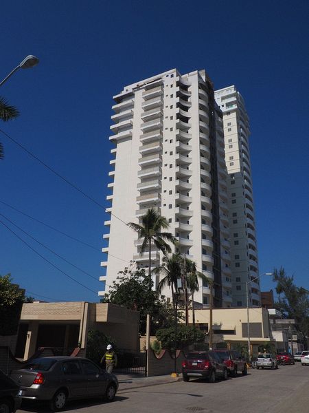 One of the many high-rise buildings along the beach