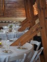 Some of the building's beams slice right through the tables
