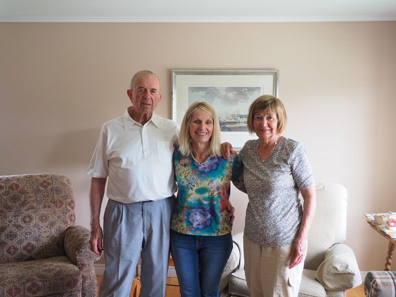 Eloise with Don and Jean in their home in Grand Bank