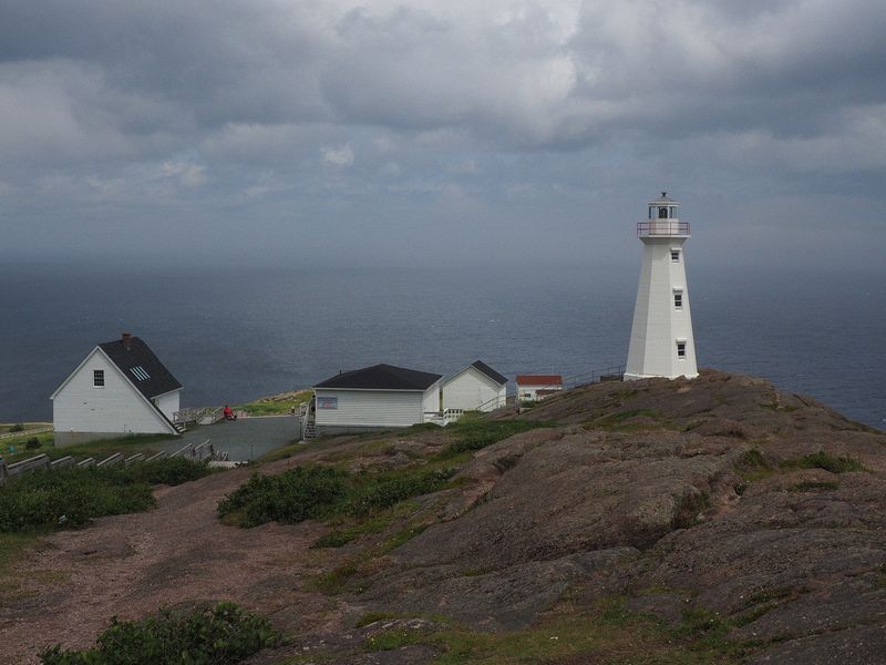 Looking back at the new lighthouse and buildings