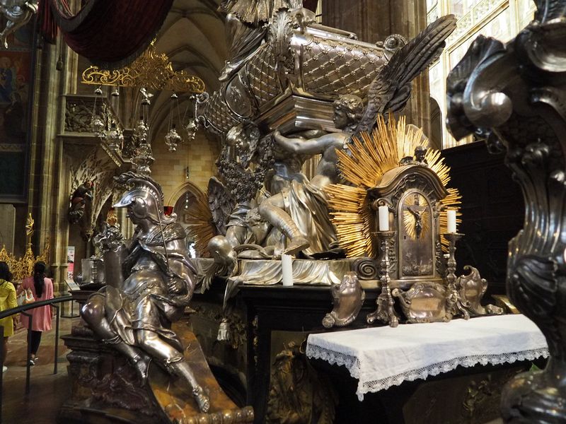Baroque silver sarcophagus of St John of Nepomuk