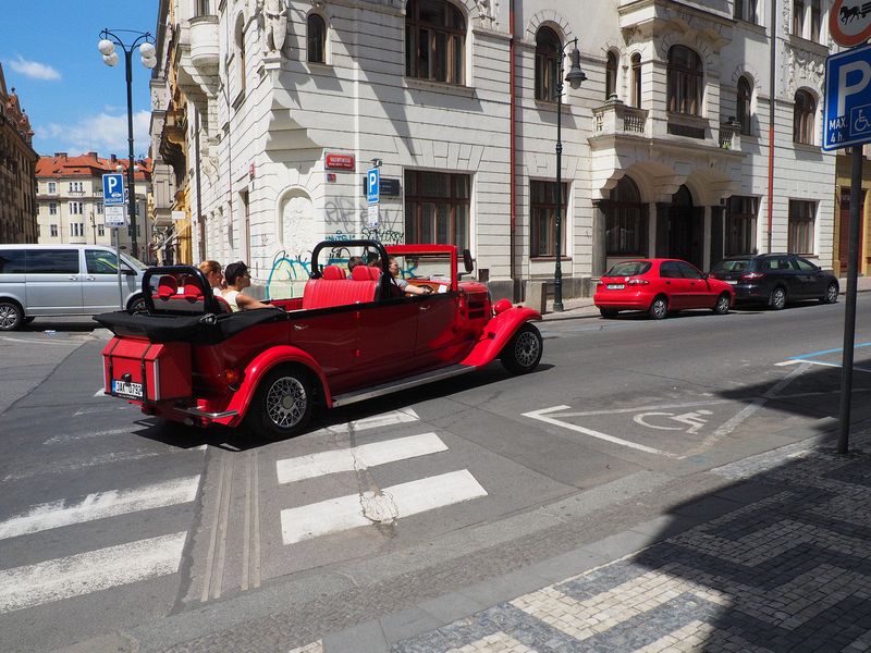 Red touring car