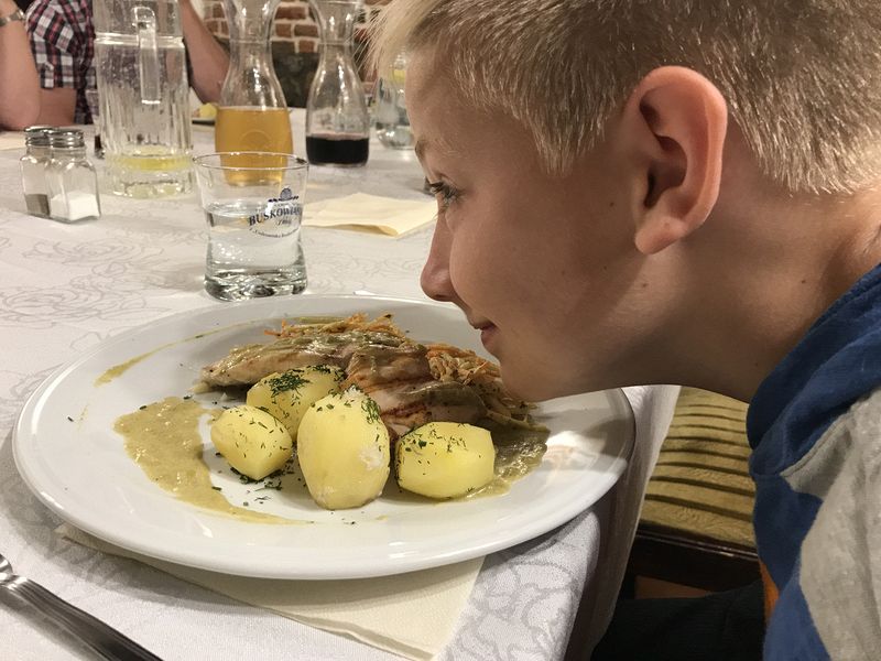 Nicholas sniffs at lunch