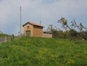 A small barn on a hill