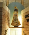 A very modern statue of Mary holding Jesus